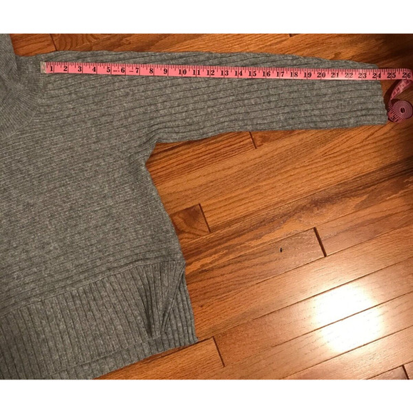 Anthropologie Moth Tisbury Gray Turtleneck Ribbed Diagonal Chevron Sweater - XSM - Picture 6 of 10